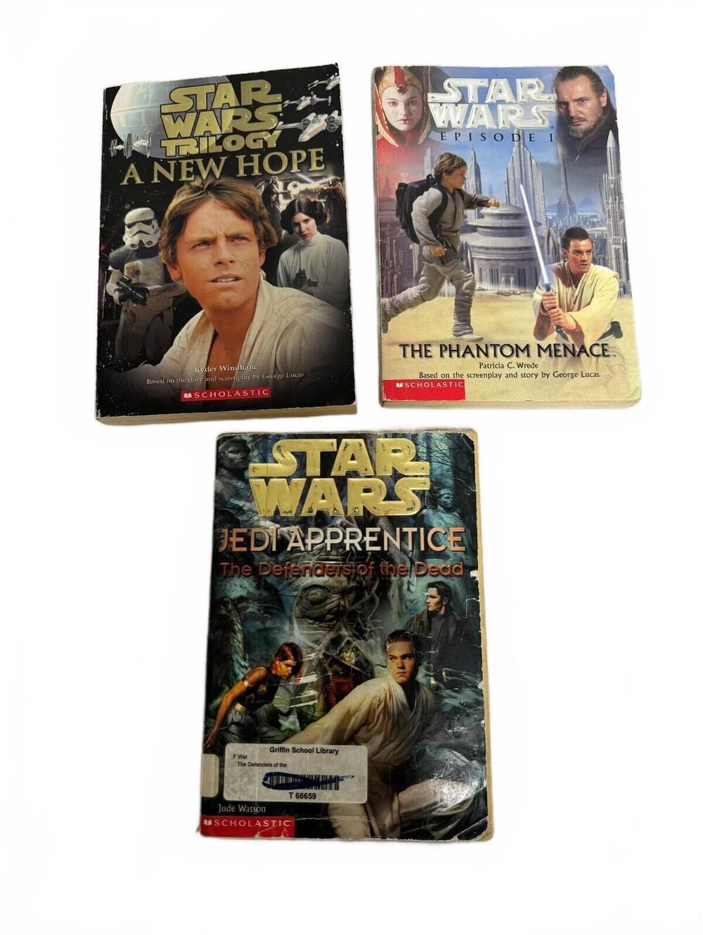 Lot of 3 Star Wars Scholastic Paperback Books A New Hope Phantom Menace Jedi